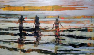 Abstract gezins schilderij